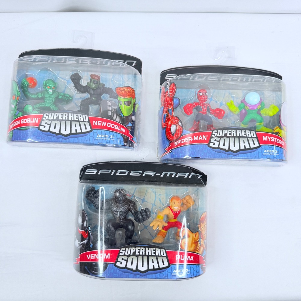 Marvel Super Hero Squad Spider-Man 3 Figure Lot Venom Puma Mysterio Green Goblin
